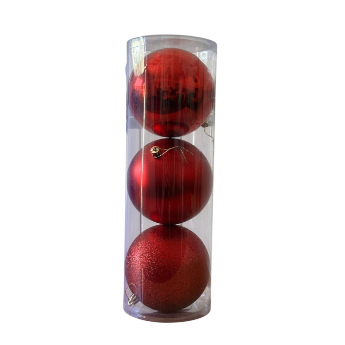 Globuri Craciun Rosii - Set 3 - 12 cm [1]