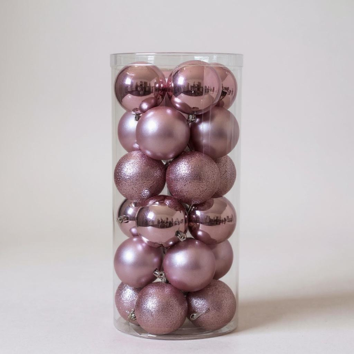 Globuri Craciun Roz - Set 24 - 8 cm [1]