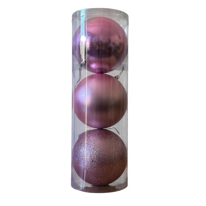 Globuri Craciun Roz - Set 3 - 12 cm [1]