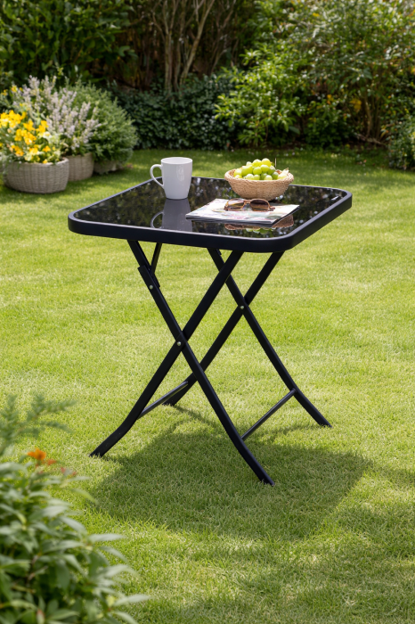 Masa patrata pliabila din sticla securizata, Ø 60 cm [2]