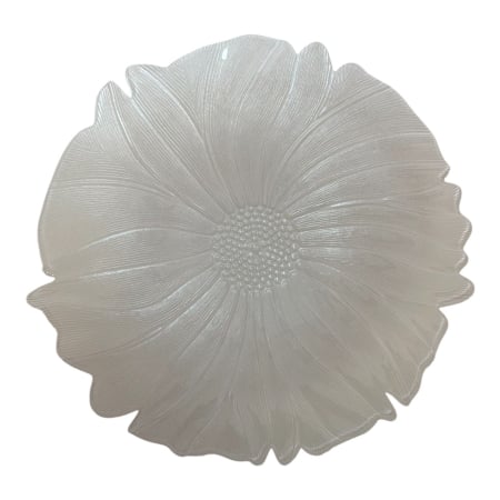 Farfurii - Farfurie decorativă sticlă White Margaret 33 cm formă floare