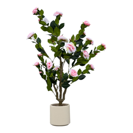 Flori artificiale la ghiveci - Copac artificial trandafir la ghiveci, H 105 cm