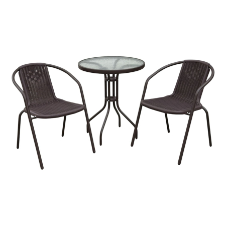 Scaune - Set terasa / gradina cu masa rotunda, fixa, 2 scaune