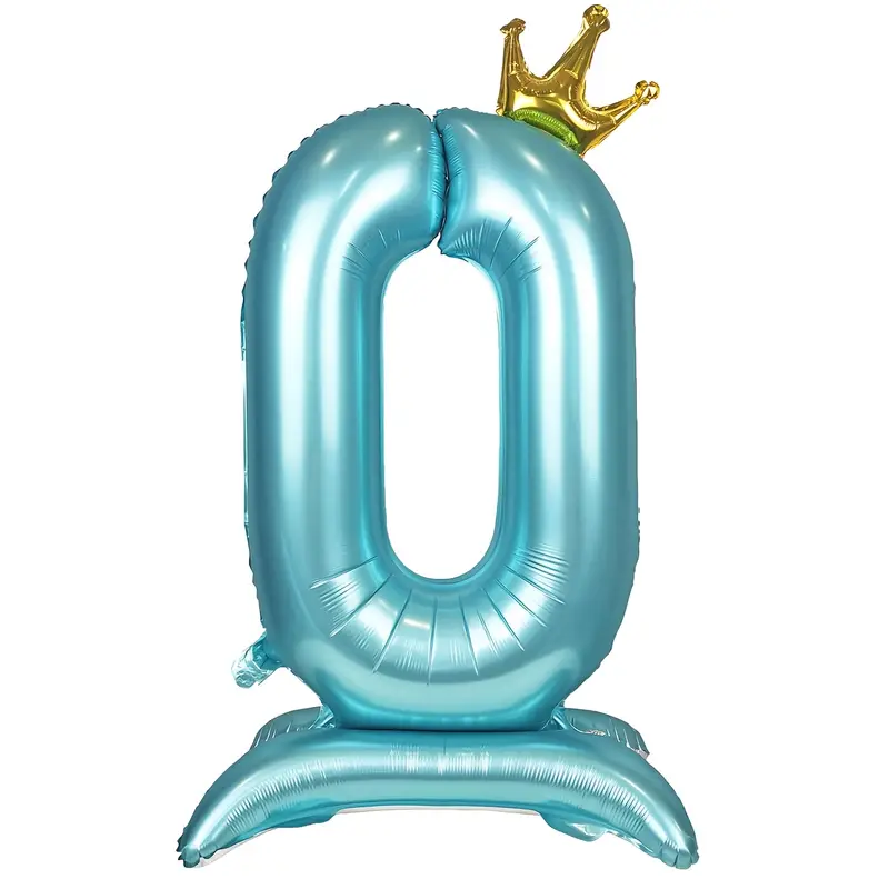 Baloane & Petreceri - Balon cifra din folie blue cu coroana - 75*109 cm