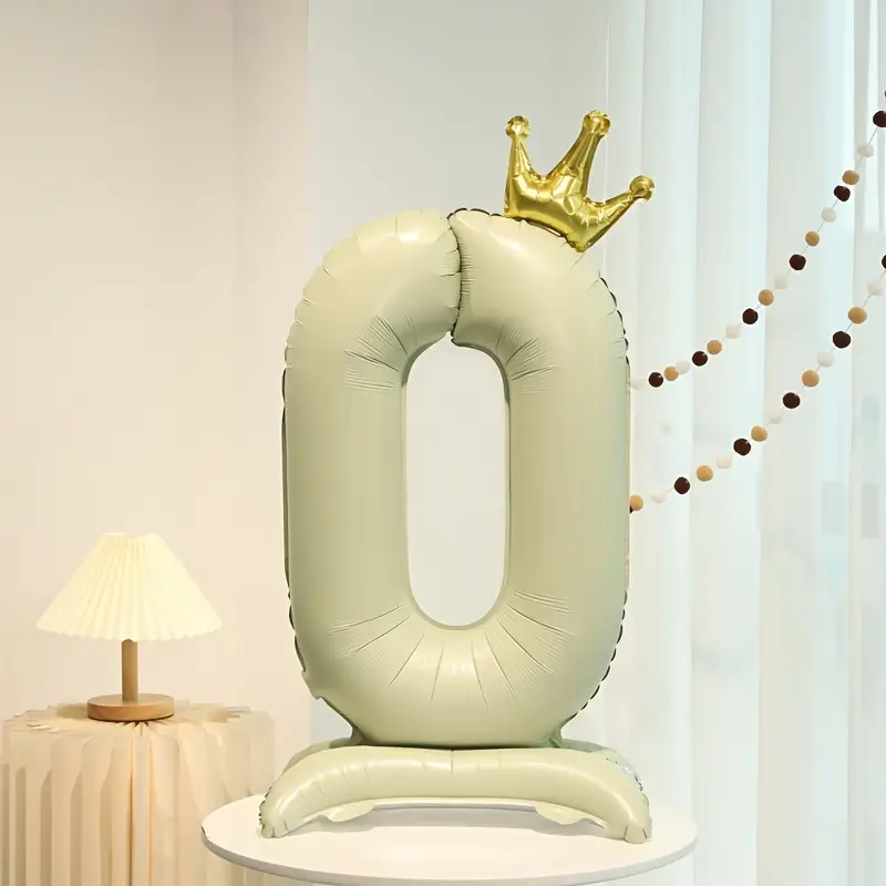 Baloane & Petreceri - Balon cifra din folie crem cu coroana - 75*109 cm