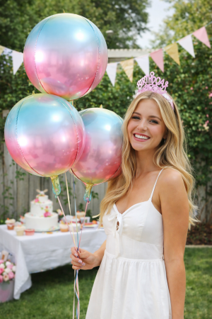 Balon folie sferă 3D ombre pastel 45 cm heliu decor evenimente [1]