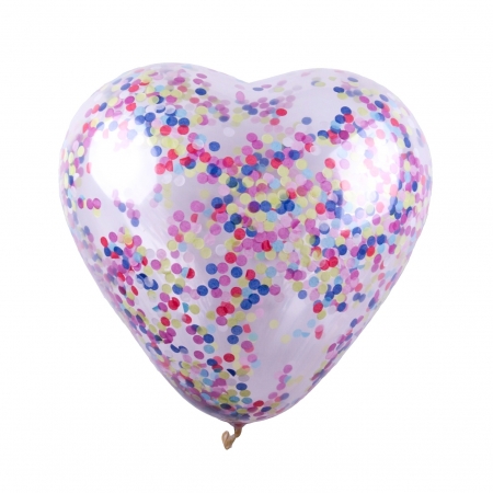 Balon latex jumbo inima cu confetti 50 cm [0]
