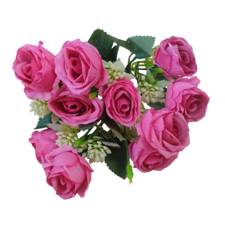 FLORI & PLANTE DECORATIVE - Buchet minirosa, material plastic si textil