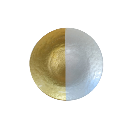 Farfurie - Farfurie decorativă din sticlă alb auriu 22 cm design modern