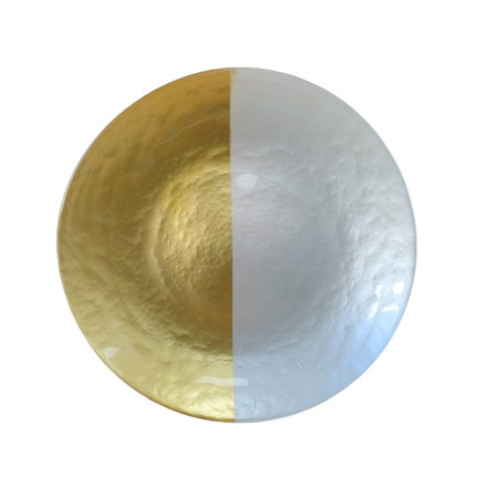 Farfurie - Farfurie decorativă din sticlă alb auriu 26 cm design modern