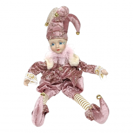 Decoratiuni - Figurina muzicala Arlechin, Roz, 45 cm