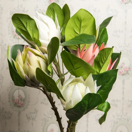 Floare artificiala de Proteea cu frunze - 50 cm [2]