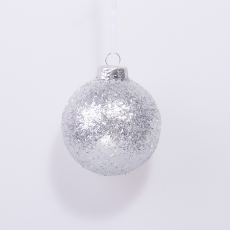 Crăciun - Glob glitter argintiu - 8 cm
