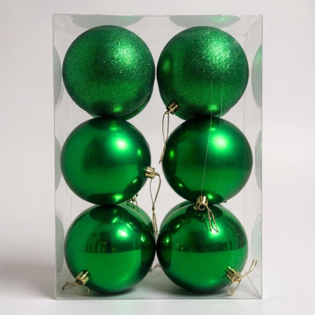 Globuri & Decoratiuni brad - Globuri Craciun Verzi - Set 12 - 10 cm
