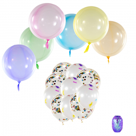 Kit-uri Baloane - Kit baloane din Latex si Folie  Cristal Bubble