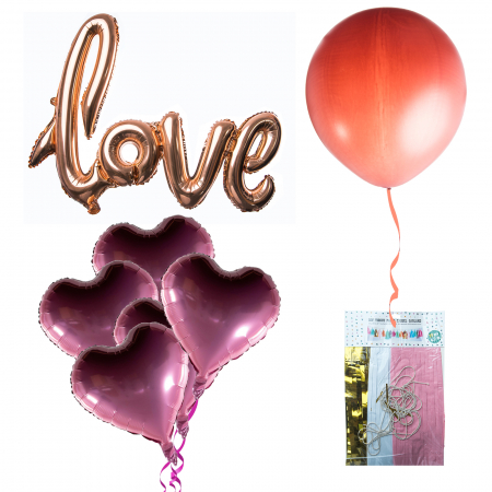 Kit-uri Baloane - Kit baloane din Folie si accesorii Party "Heart & Love"