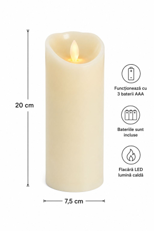 Lumanari LED - Lumânare LED Ivory, 7,5 × 20 cm