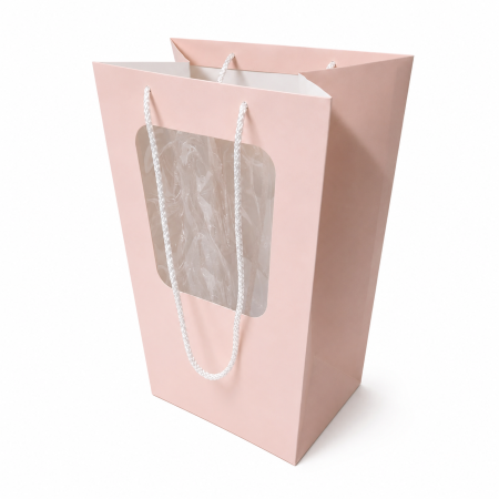 Ambalaje florale - Punga din carton cu fereastra, Sonia - 35*29.5*24*18 cm