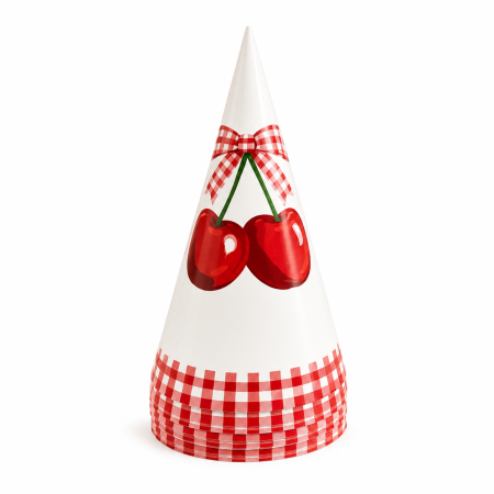 Coifuri - Set 10 coifuri din carton ,,Cherries,, 16*10 cm