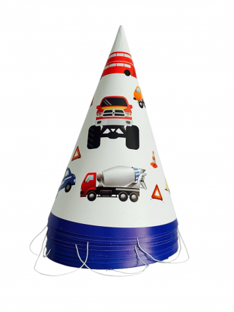 Accesorii petrecere - Set 10 coifuri din carton cu tematica "Transport" 17*11 cm