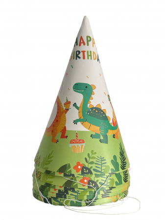 Baloane & Petreceri - Set 10 coifuri din carton "Dino" 17*11 cm