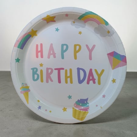 Accesorii masa - Set 10 farfurii carton ,,Happy Birthday,,, - 23 cm