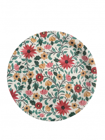 Accesorii petrecere - Set 10 farfurii carton cu motiv "Floral" - 18 cm