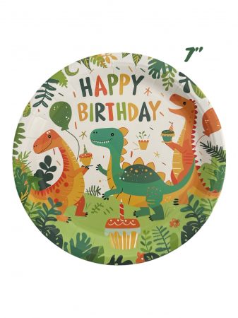 Baloane & Petreceri - Set 10 farfurii carton "Dino" - 18 cm