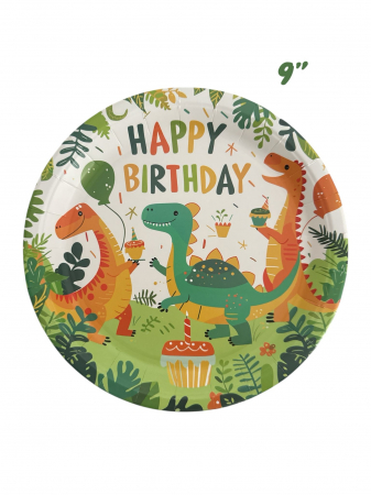 Baloane & Petreceri - Set 10 farfurii carton "Dino" - 23 cm