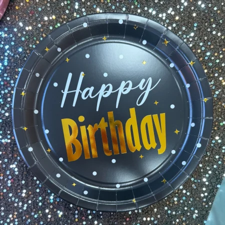 Set 10 farfurii carton black ,,Happy BirthDay,,  - 23 cm [1]