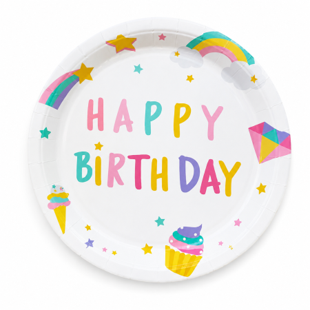 Happy birthday - Set 10 farfurii carton ,,Happy Birthday,, - 23 cm