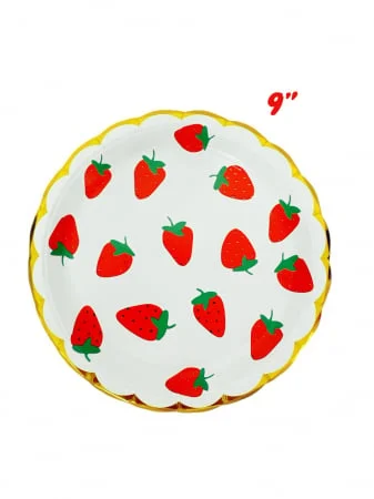 Accesorii masa - Set 10 farfurii carton "Strawberry" - 23 cm