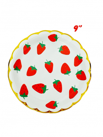 Accesorii petrecere - Set 10 farfurii carton "Strawberry" - 23 cm