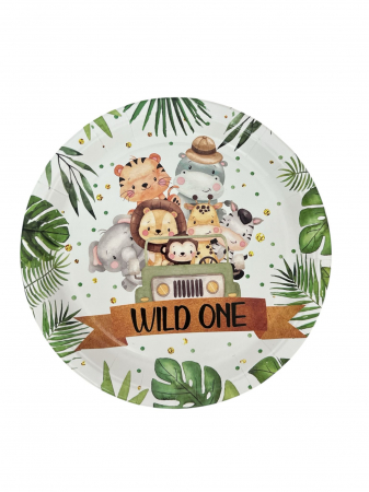 Baloane & Petreceri - Set 10 farfurii carton "Wild One"-18 cm