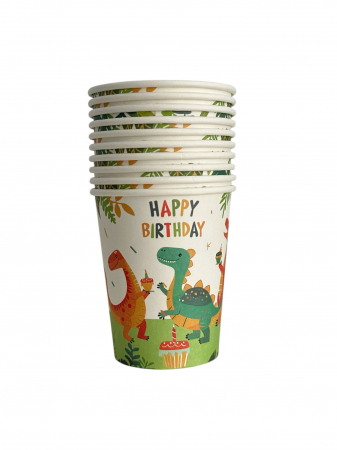 Baloane & Petreceri - Set 10 pahare carton "Dino" 8.5*7.5 cm