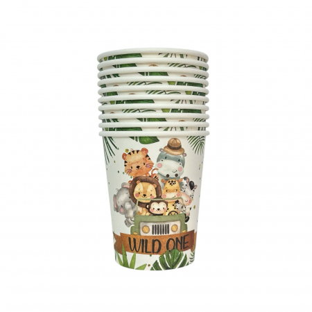 Baloane & Petreceri - Set 10 pahare carton "Wild One" 8.5*7.5 cm