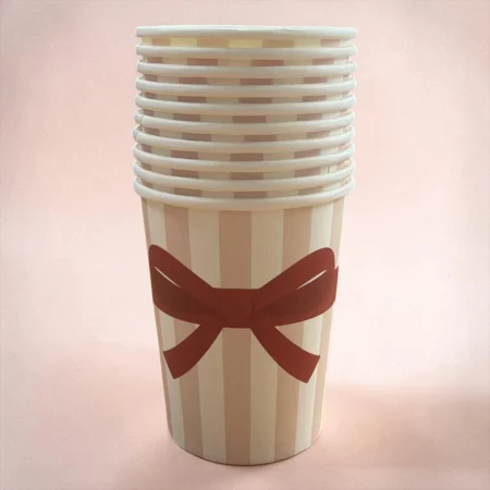 Accesorii masa - Set 10 pahare din carton ,,Red Bow,, 250 ml