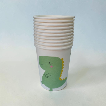 Accesorii masa - Set 10 pahare din carton ,,Dino,, 250 ml