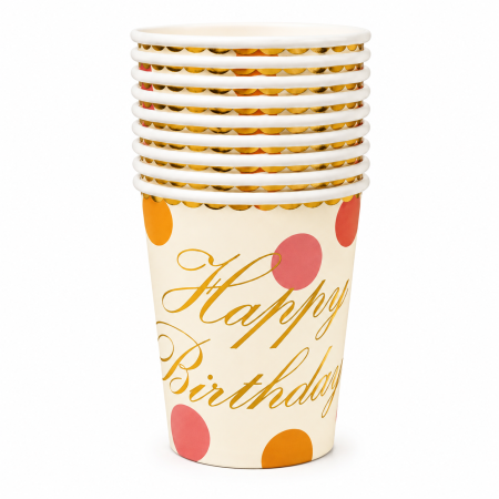 Pahare - Set 10 pahare din carton ,,Dots,, 250 ml