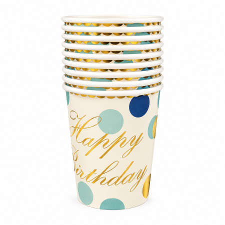 Pahare - Set 10 pahare din carton ,,Light Blue Dots,, 250 ml
