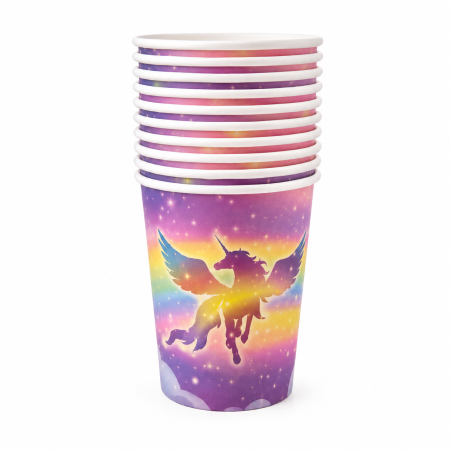 Pahare - Set 10 pahare din carton ,,Unicorn,, 250 ml