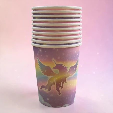 Accesorii masa - Set 10 pahare din carton ,,Unicorn,, 250 ml