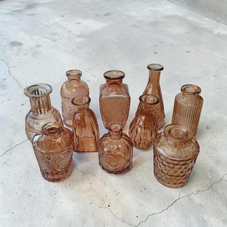 Sticlute - Set 10 sticlute decorative din sticla coniac