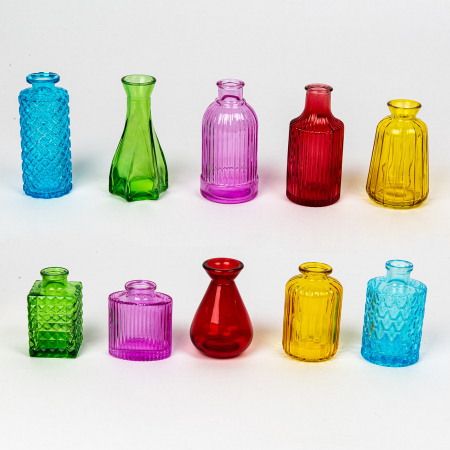 Sticlute - Set 10 sticlute decorative din sticla colorata