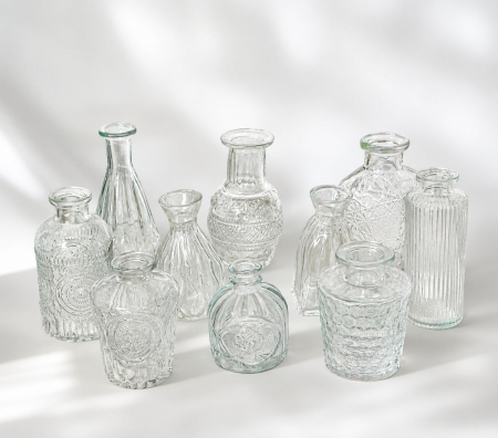 Sticlute - Set 10 sticlute decorative din sticla transparenta