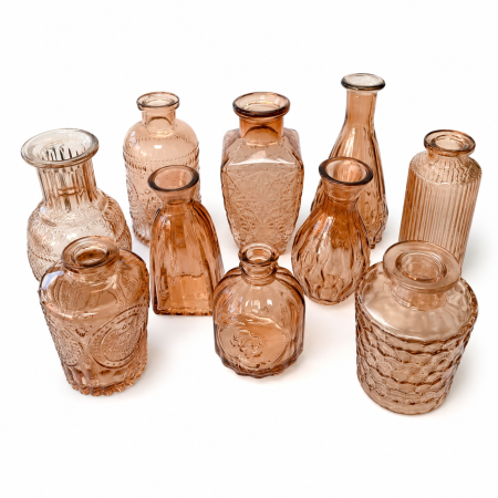 Sticlute - Set 10 sticlute decorative din sticla coniac