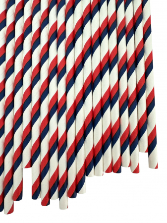 Accesorii petrecere - Set 20 paie hartie, alb cu dungi rosu, blumarine -197 mm*6 mm