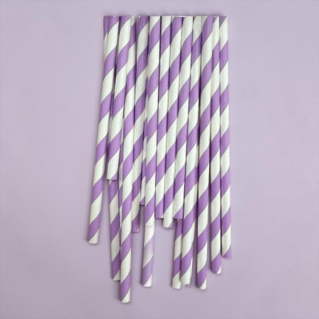Accesorii masa - Set 20 paie hartie, Lila -197 mm*6 mm