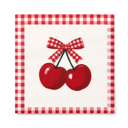 Petrecere Tematica - Set 20 servetele din hartie ,,Cherries,, 33*33 cm