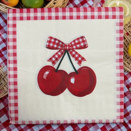 Accesorii masa - Set 20 servetele din hartie ,,Cherries,, 33*33 cm